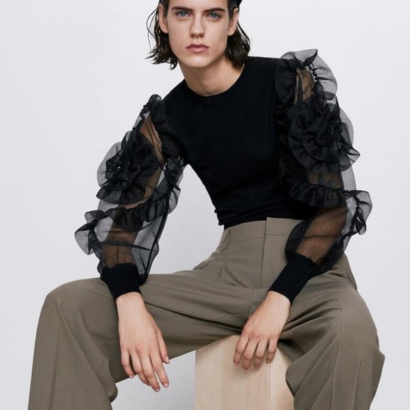 Zara Sweater with Organza Sleeves - Picture 6 of 8